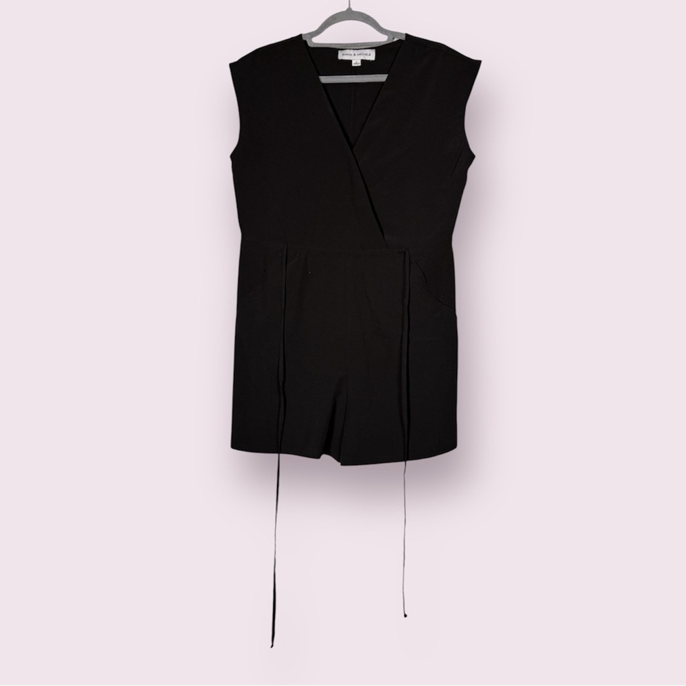 Emma & Michelle Black Surplice Neck Sleeveless Romper Small